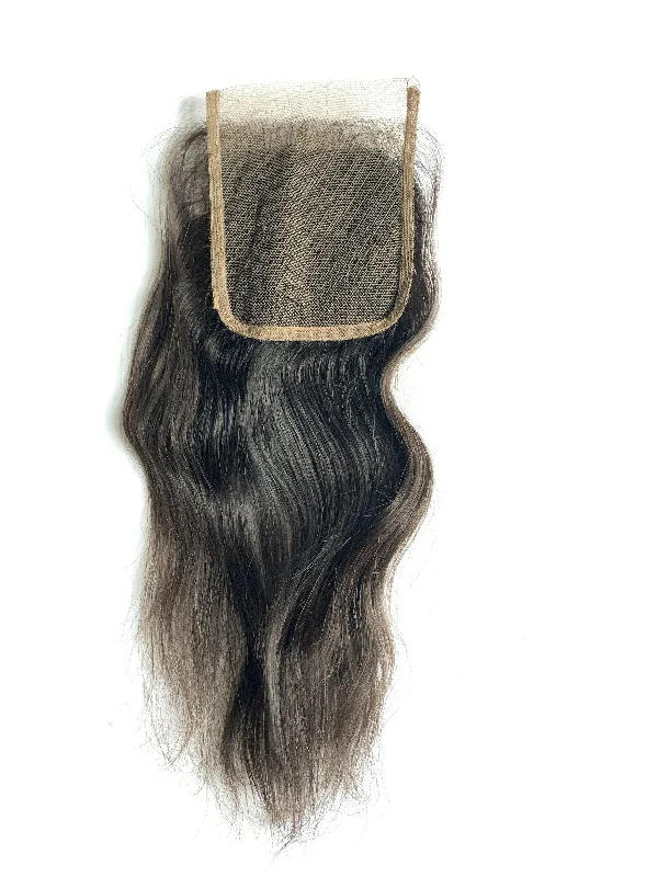 Human - hair wig with a straight texture for a sleek and minimalist lookHuman Hair Lace Base Closure, Virgin Hair Topper, Lace Closure, 4"x4"