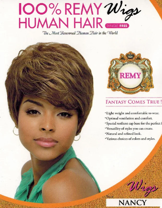 Human - hair wig with a silk - base cap for a comfortable and smooth feelJanet Collection 100% Human Hair Wig in HH NANCY