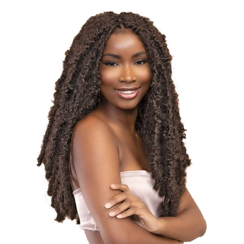 Kinky braided wigs with a tight curl pattern for authenticityJanet Collection Crochet Braids Nala Tress Butterfly Locs 24"(SLIM) (1-pack, 2)