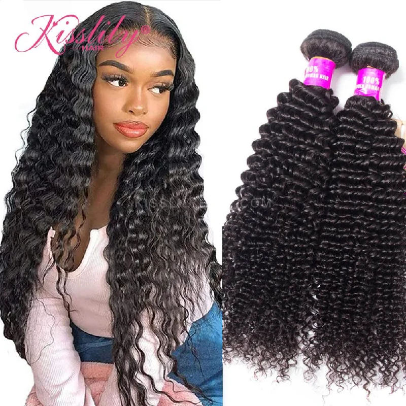 Braided wigs with a natural - looking scalp for a more realistic finishKisslily Hair 2 PCs Deep Curly Indian Virgin Bundle [WEFT12]