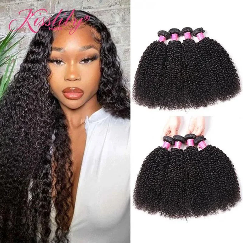 Human hair braided wigs for a luxurious feelKisslily Hair 4 PCs Deep Curly Indian Virgin Bundle [WEFT28]