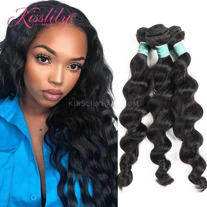 Braided wigs with a middle - part for a classic and elegant styleKisslily Hair 3 PCs Loose Wave Indian Virgin Bundle [WEFT22]