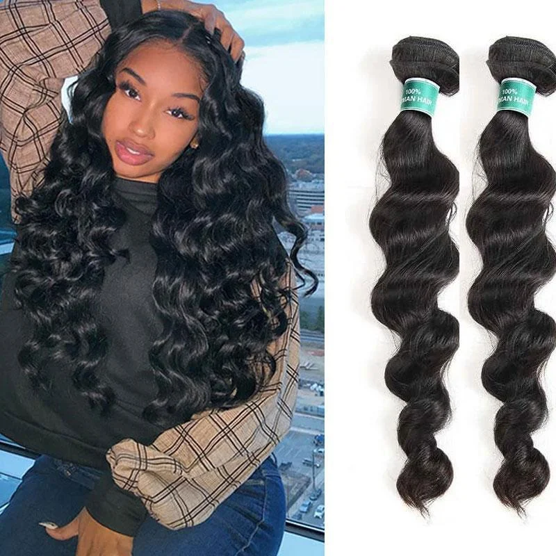 Braided wigs with a water - wave texture for a unique lookKisslily Hair 2 PCs Loose Wave Indian Virgin Bundle [WEFT14]