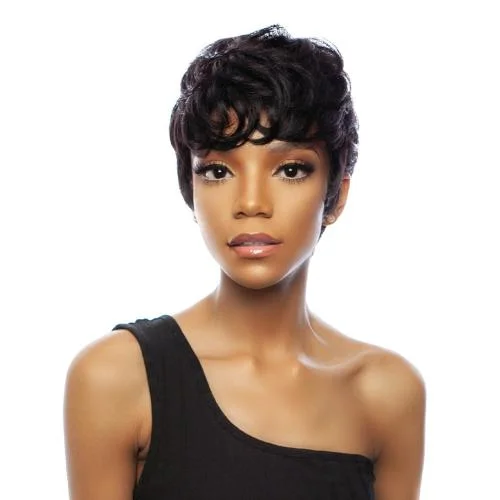 Human - hair wig with a wavy texture for a beachy and relaxed lookMane Concept Unprocessed Brazilian Virgin Remy Human Hair Wig 11A TRM116 Wedge Pixie