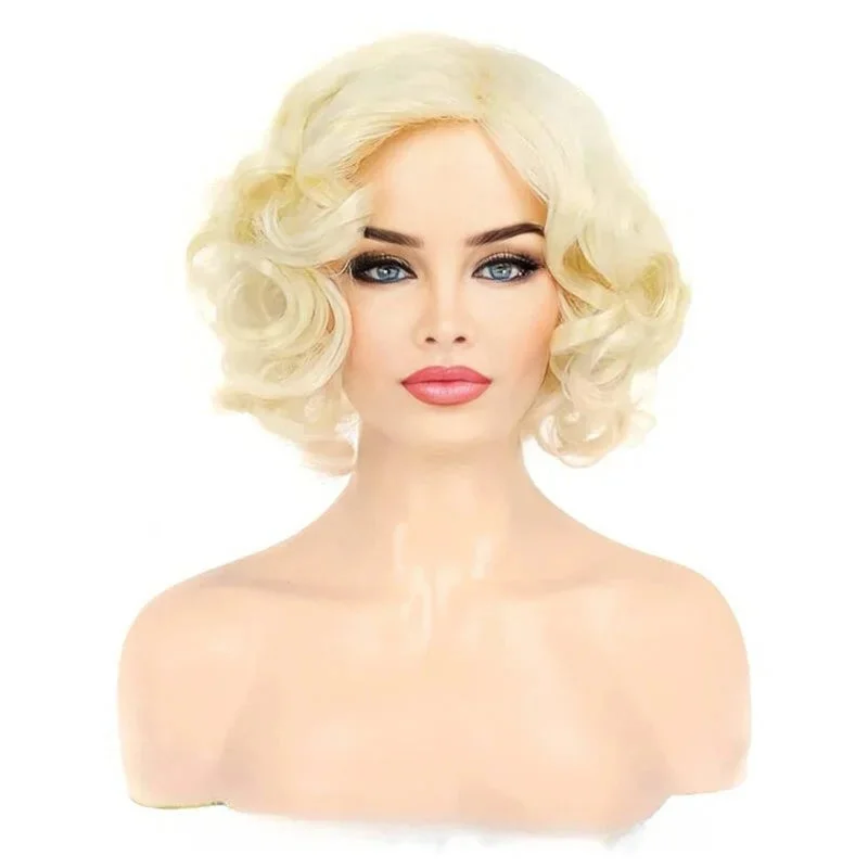 Bob wig with auburn highlights for a warm and vibrant appearance"Marilyn" - Short Blonde Hollywood Wig