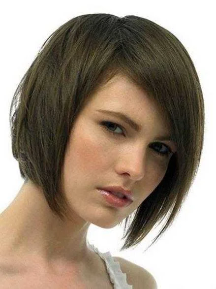 Human - hair wig with a side - swept bang for a sophisticated lookMikala + European Natural Hair Wig