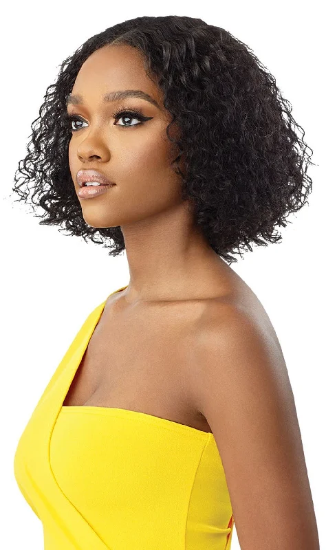 Human - hair wig with a straight texture for a sleek and minimalist lookMy Tresses Gold Label 9A Unprocessed Human Hair U-Part Leave Out Wig Dominican Curly 10"