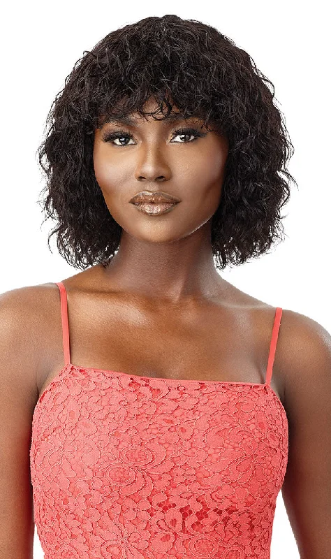 Human - hair wig with a wispy fringe for a soft and feminine lookOutre Fab&Fly™ 100% Human Hair Full Cap Wig Maysie