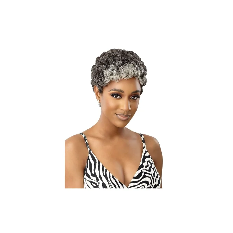 Human - hair wig with a 180 - density for a full and thick appearanceOUTRE Fab & Fly Gray Glamour Unprocessed Human Hair Wig - Dina