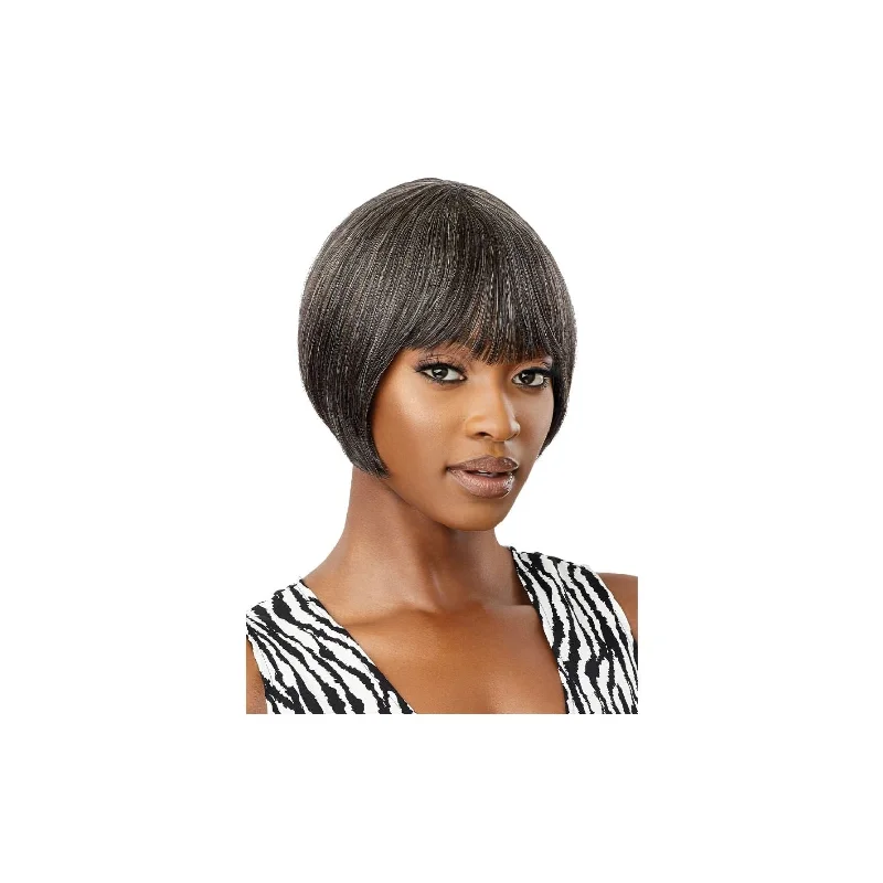 Human - hair wig with a natural - looking root for a more realistic lookOUTRE Fab & Fly Gray Glamour Unprocessed Human Hair Wig - Harriet