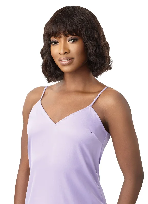 Indian - human - hair wig with a natural - looking shineOutre My Tresses Purple Label 100% Human Hair Full Cap Wig HH - Asami