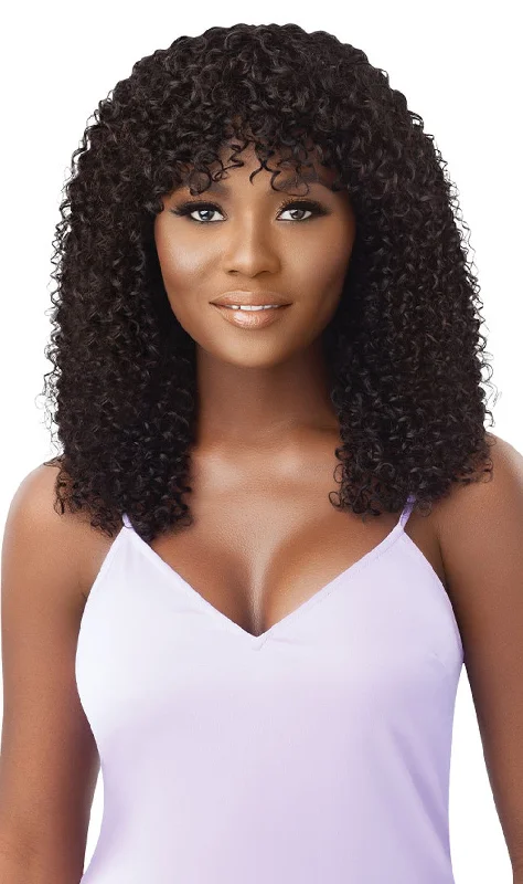 Malaysian - human - hair wig with a smooth and silky textureOutre My Tresses Purple Label 100% Unprocessed Human Hair Full Cap Wig Simona