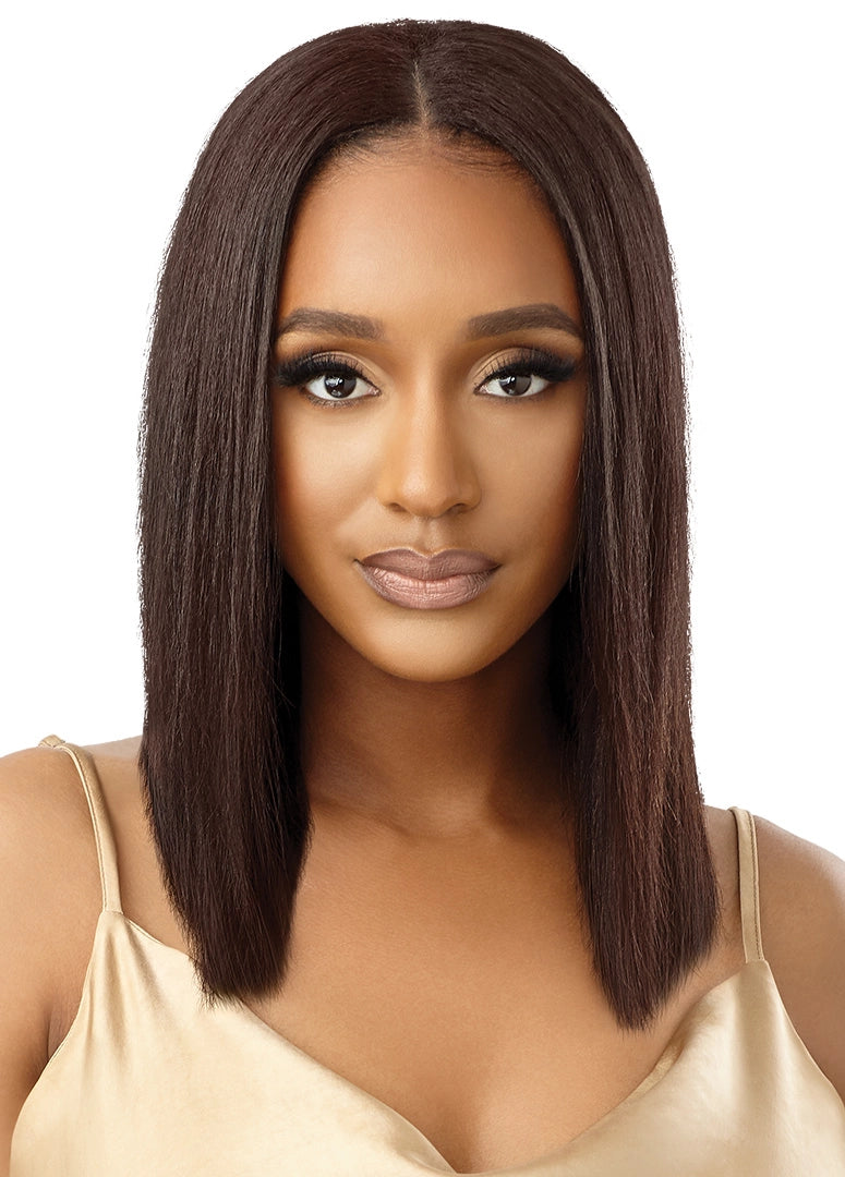 Human - hair wig with a wispy fringe for a soft and feminine lookOutre MyTresses Gold Label Leave Out Wig HH Dominican Straight 14"