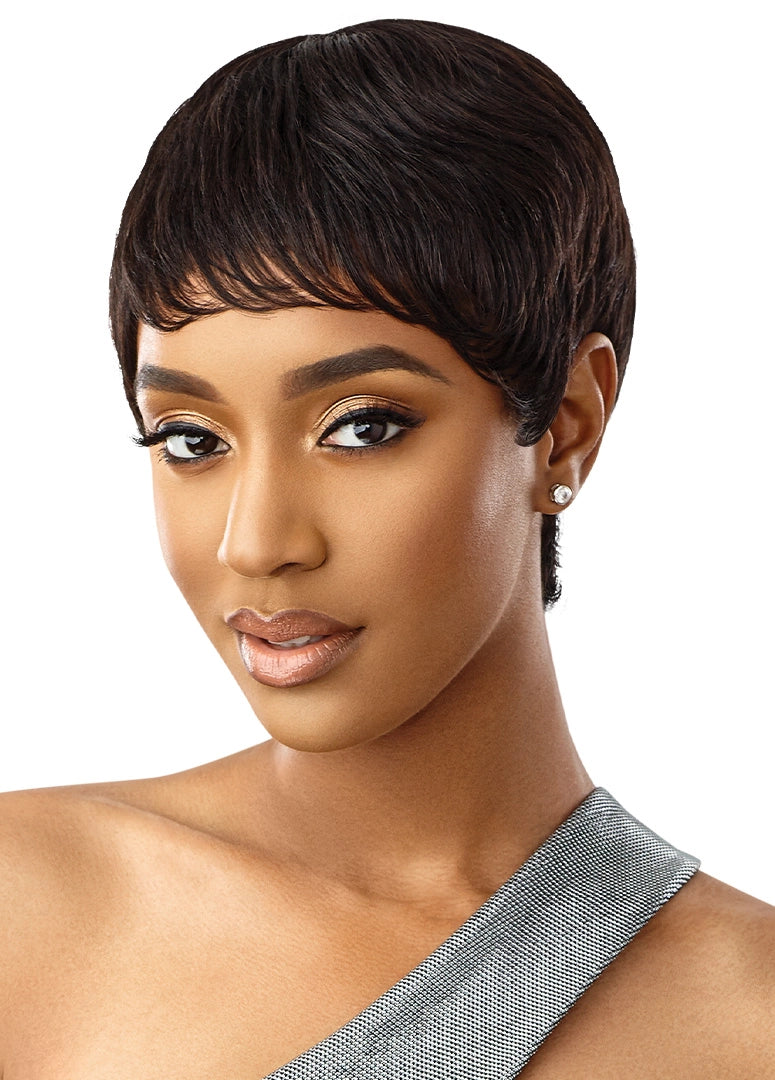 Human - hair wig with a wispy fringe for a soft and feminine lookOutre Premium Duby 100% Human Hair Duby Wig HH-Asula