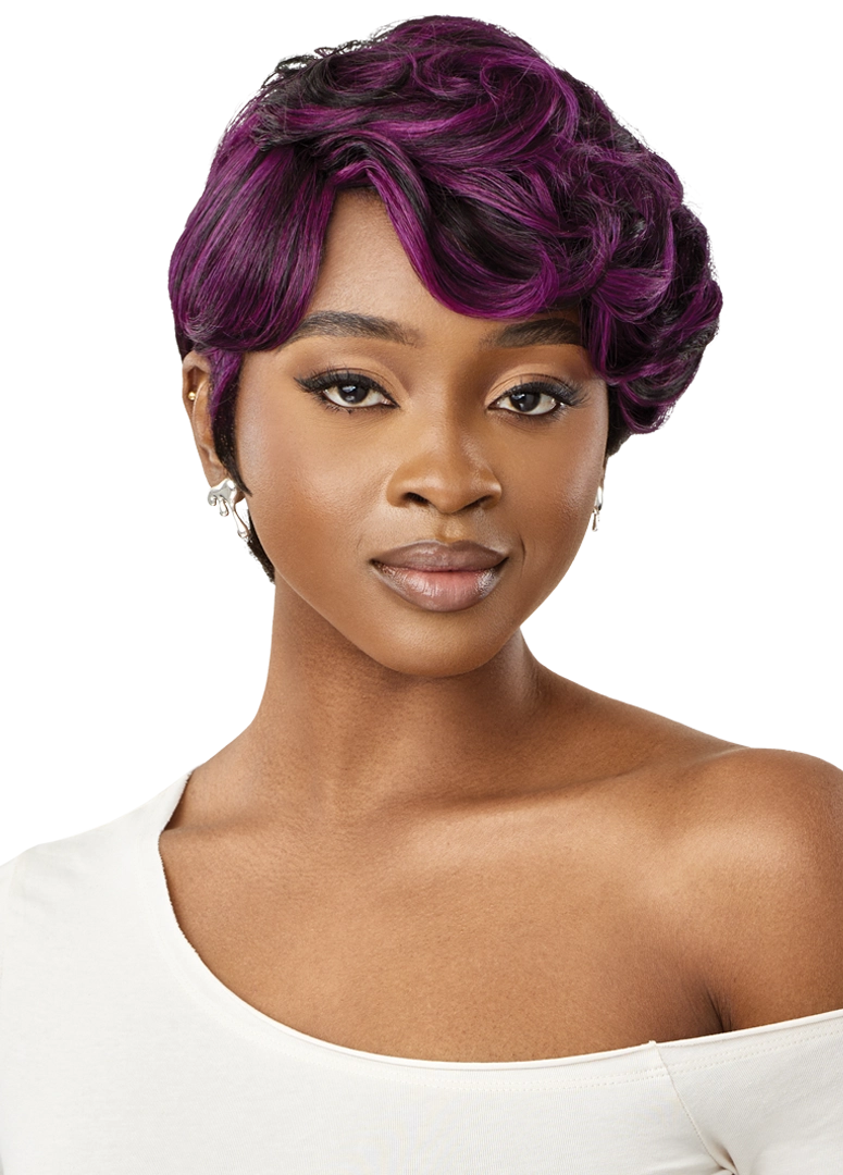 Human - hair wig with a wispy fringe for a soft and feminine lookOutre Premium Duby 100% Human Hair Wig HH Pamela