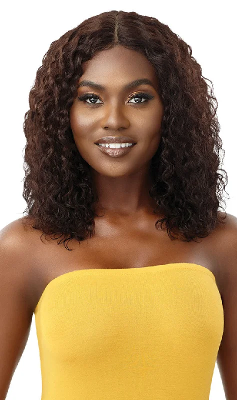 Human - hair wig with a silk - base cap for a comfortable and smooth feelOutre The Daily Wig 100% Human Hair Wet N Wavy - Deep Curl 14"