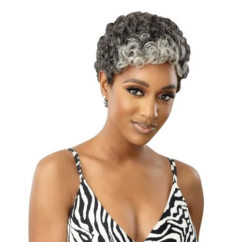 Human - hair wig with a honey - blonde color for a warm and sunny lookOutre Unprocessed Human Hair Wig Fab N Fly Gray Glamour HH-Dina