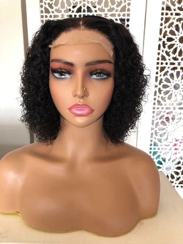 Adjustable - cap human - hair wig for a comfortable fitPixie Wet Curls Double Drawn  Human Hair Wig