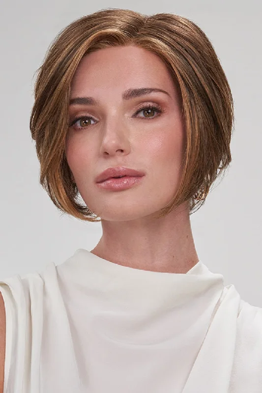 Short - bob wig for a super - sleek and minimalist styleSale - Jon Renau Wigs - Idalia (#5912) - Color: 6F27 (Caramel Ribbon)