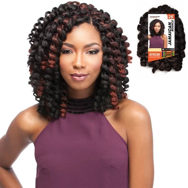 Braided wigs with a middle - part for a classic and elegant styleSENSATIONNEL AFRICAN COLLECTION X-PRESSION CROCHET BRAID JAMAICAN BOUNCE 26"