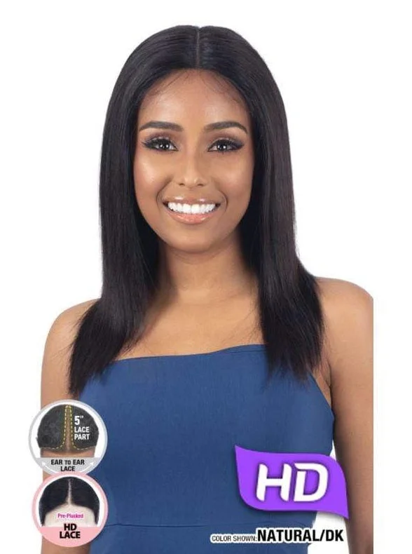 Human - hair wig with a natural - looking root for a more realistic lookShake-N-Go girlfriend 100% Virgin Human Hair HD Lace Front Wig STRAIGHT 18