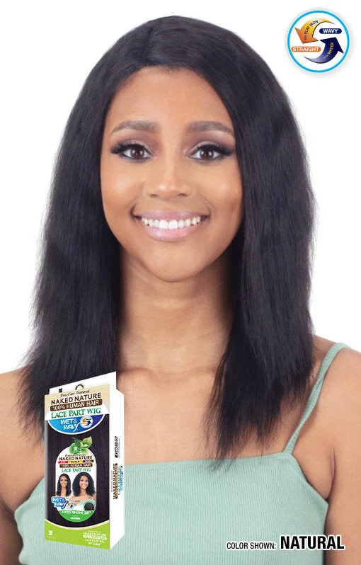 Human - hair wig with a pre - bleached knot for a natural - looking scalpShake-N-Go Naked Brazilian Natural 100% Human Hair Lace Part Wig DEEP WAVE 18