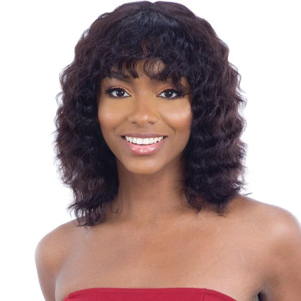 Human - hair wig with a side - swept bang for a sophisticated lookShake-N-Go Naked Brazilian Natural 100% Human Hair Premium Wig HAUTY