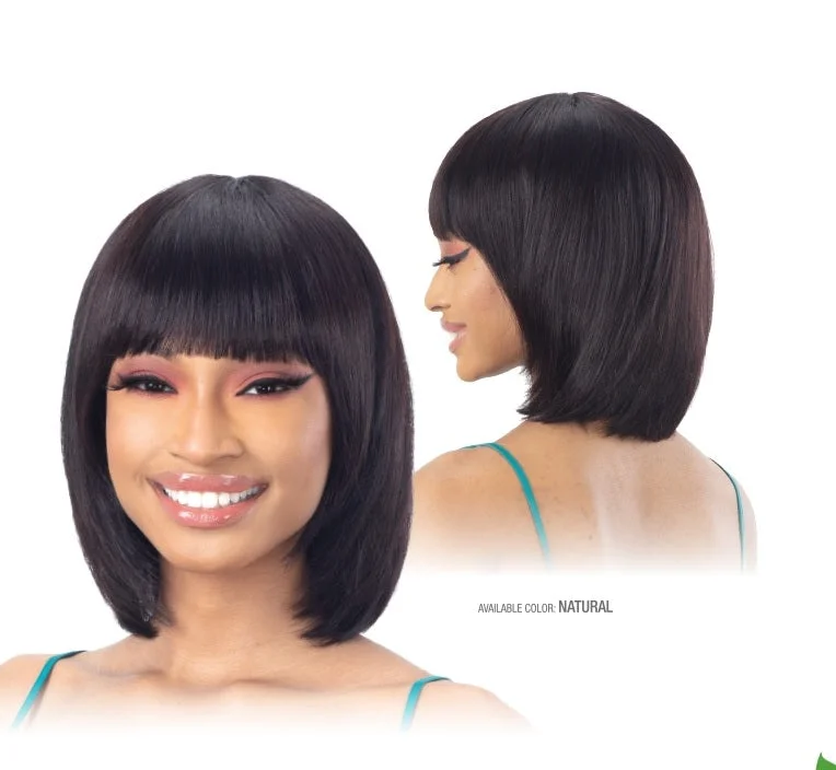 Human - hair wig with a 180 - density for a full and thick appearanceShake-N-Go Naked Brazilian Natural 100% Human Hair Premium Wig MELIA