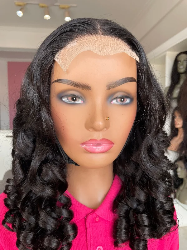 Human - hair wig in a jet - black color for a classic and timeless lookSunshine Spiral Curl Double Drawn Human Hair Wig