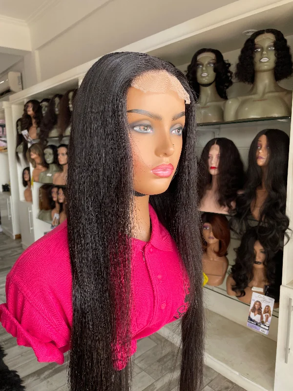 Human - hair wig with a curly texture for a bold and stylish choiceSunshine Straight Double Drawn Human Hair wig