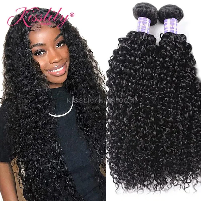 Braided wigs with a 180 - density for a full and thick appearanceKisslily Hair 2 PCs Curly Indian Virgin Bundle [WEFT10]