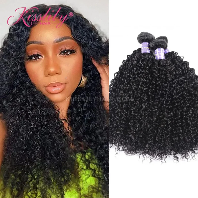 Long - length braided wigs for a glamorous and voluminous styleKisslily Hair 3 PCs Curly Indian Virgin Bundle [WEFT18]