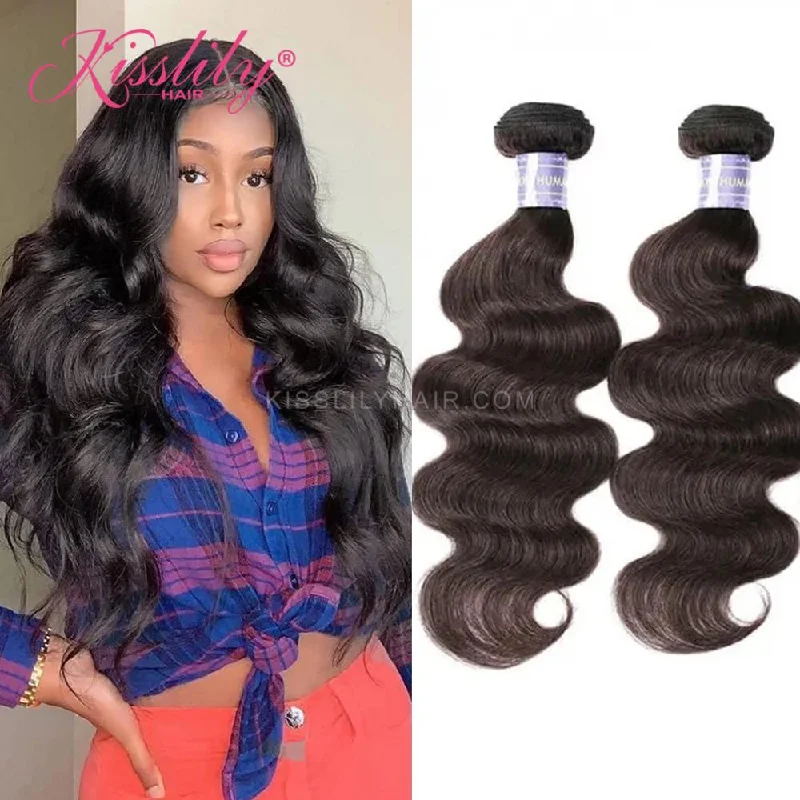 Human hair braided wigs for a luxurious feelKisslily Hair 2 PCs Body Wave Virgin Indian Bundle [WEFT09]