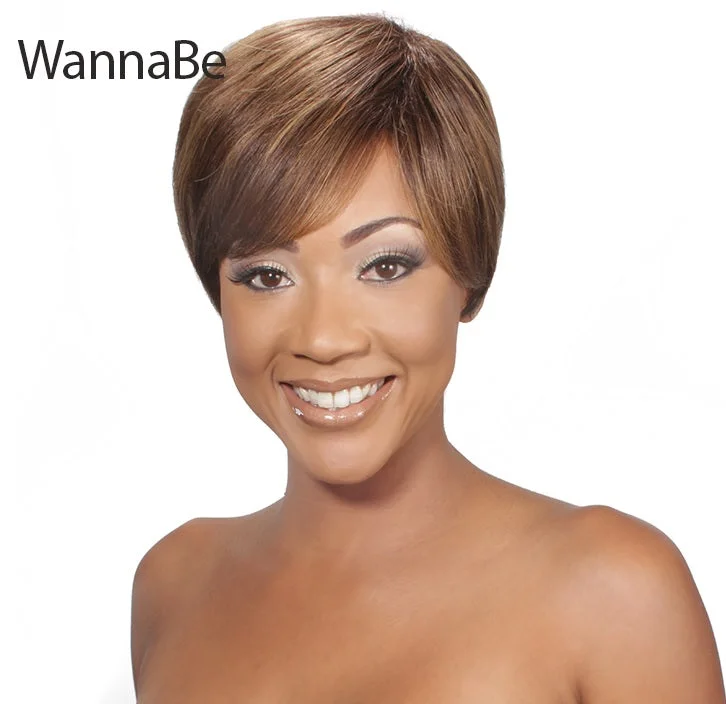 Human - hair wig with a pre - plucked hairline for a more natural lookWannaBe 100% Human Hair Full Wig HW DEENA