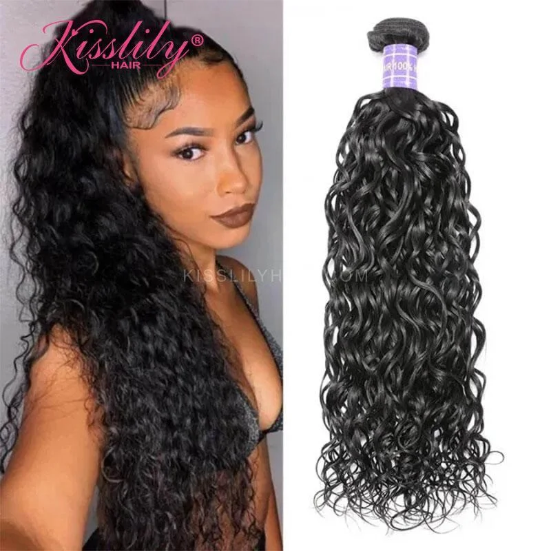 Braided wigs with a water - wave texture for a unique lookKisslily Hair 1 PC Water Wave Indian Virgin Bundle [WEFT08]