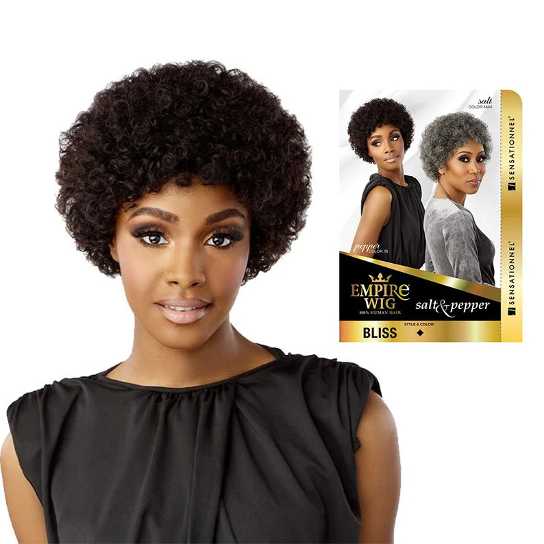 Lace wig with a curly texture for a bold and stylish choiceSENSATIONNEL Empire Wig Salt & Pepper 100% Human Hair Full Wig - BLISS